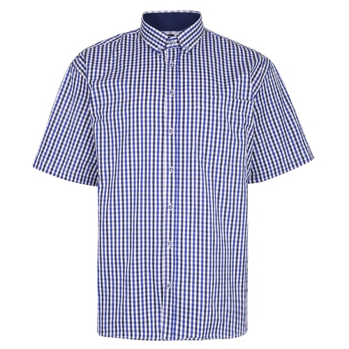 KAM Premium Gingham Check Shirt Blue